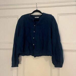 American Eagle Pleated Button-Up Blouse